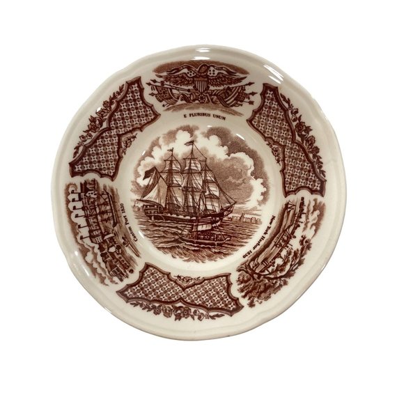 Set of 5 Vintage Bowls Fair Winds USS Portsmouth Off The Barrier Forts Canton - Picture 1 of 15